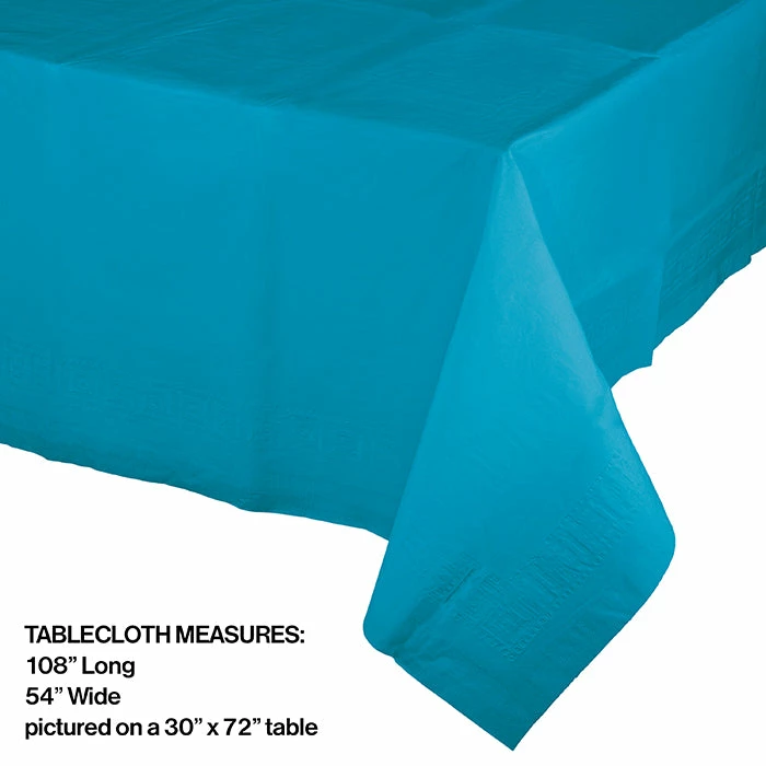 Creative Converting Solid Color Tableware Turquoise Tablecover 54"X 108" Polylined Tissue
