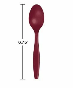 Creative Converting Solid Color Tableware Burgundy Red Plastic Spoons, 24 Ct
