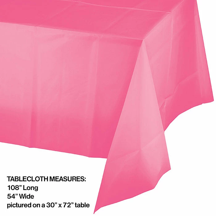 Creative Converting Solid Color Tableware Candy Pink Tablecover Plastic 54" X 108"