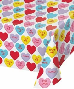 Creative Converting Candy Hearts Valentine's Day Plastic Table Cover