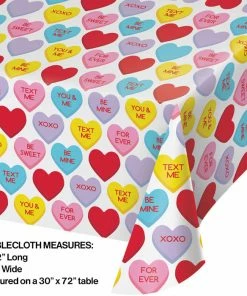 Creative Converting Candy Hearts Valentine's Day Plastic Table Cover