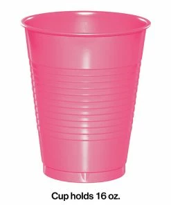 Creative Converting Solid Color Tableware Candy Pink Plastic Cups, 20 Ct