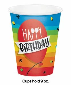 Creative Converting Adult Birthday Party Themes Hoppin' Birthday Cake Hot/Cold Paper Cups 9 Oz., 8 Ct