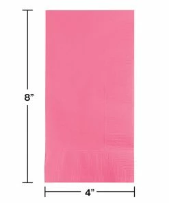 Creative Converting Solid Color Tableware Candy Pink Dinner Napkins 2Ply 1/8Fld, 50 Ct