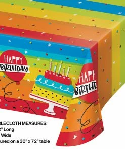 Creative Converting Adult Birthday Party Themes Hoppin' Birthday Cake Plastic Tablecover All Over Print, 54" X 102"