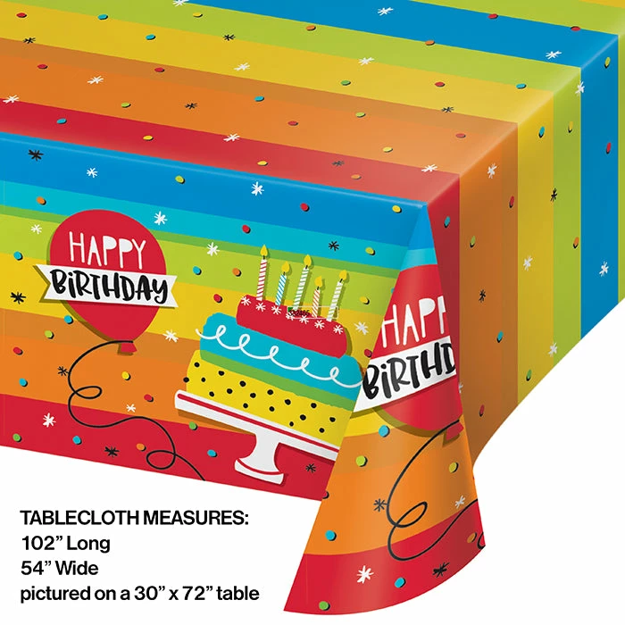 Creative Converting Adult Birthday Party Themes Hoppin' Birthday Cake Plastic Tablecover All Over Print, 54" X 102"