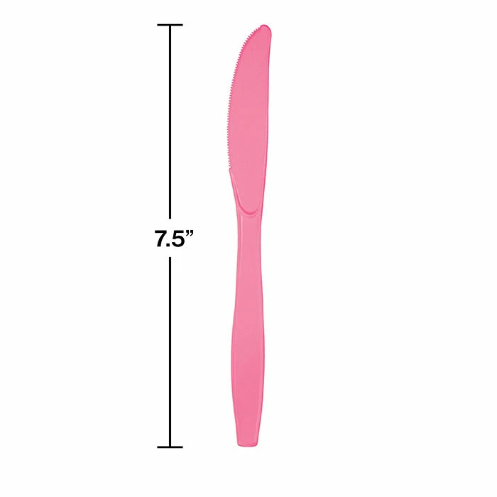 Creative Converting Solid Color Tableware Candy Pink Plastic Knives, 50 Ct