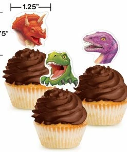 Creative Converting Kids Birthday Party Themes Dinosaur Cupcake Topper, 12 Ct