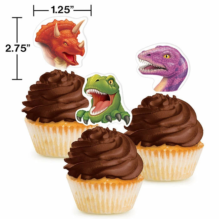 Creative Converting Kids Birthday Party Themes Dinosaur Cupcake Topper, 12 Ct
