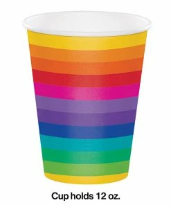 Creative Converting Kids Birthday Party Themes Rainbow Hot/Cold Paper Paper Cups 12 Oz., 8 Ct