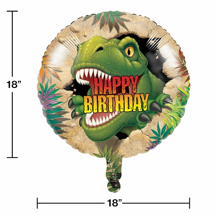 Creative Converting Kids Birthday Party Themes Dino Blast Metallic Balloon 18", Happy Bday