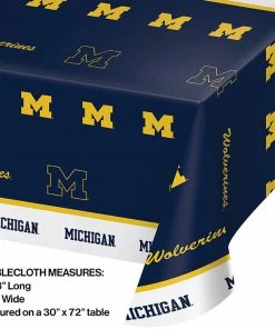 Creative Converting NCAA College Themed Party Decorations University Of Michigan Plastic Table Cover, 54" X 108"