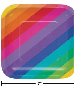 Creative Converting Rainbow Dessert Plates, 8 Ct Kids Birthday Party Themes