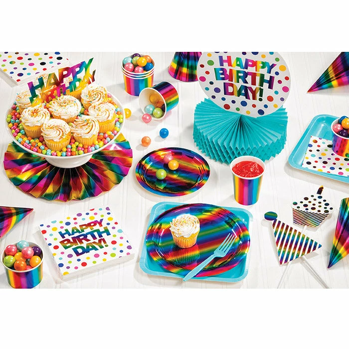 Creative Converting Rainbow Foil Dessert Plates, 8 Ct