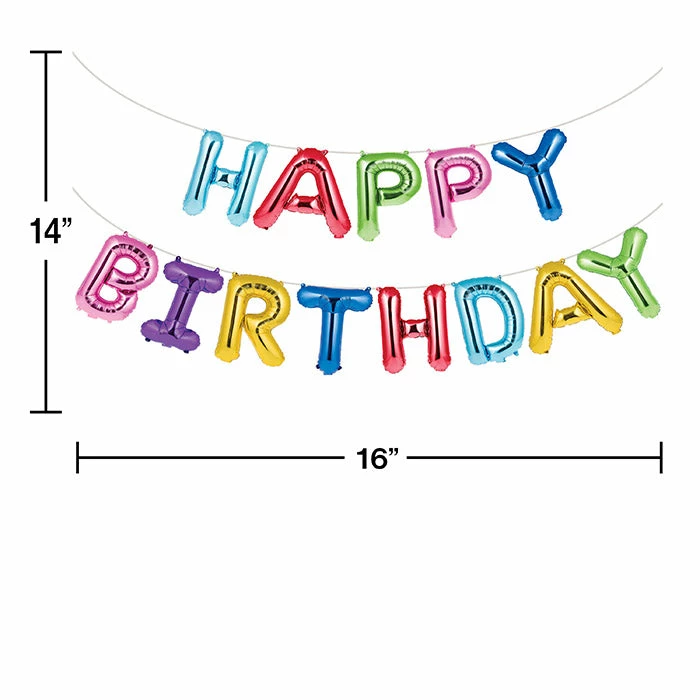 Creative Converting Kids Birthday Party Themes Rainbow Foil Birthday Balloon Banner, 13 Ct