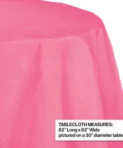 Creative Converting Solid Color Tableware Candy Pink Tablecover, Octy Round 82