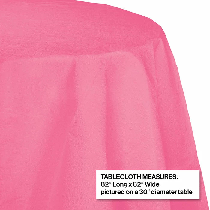 Creative Converting Solid Color Tableware Candy Pink Tablecover, Octy Round 82" Polylined Tissue