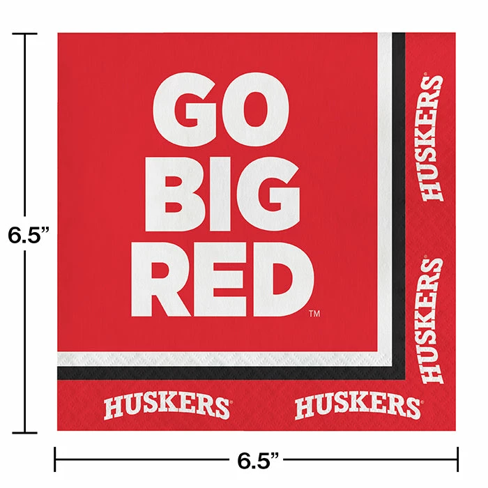 Creative Converting NCAA College Themed Party Decorations University Of Nebraska Napkins, 20 Ct