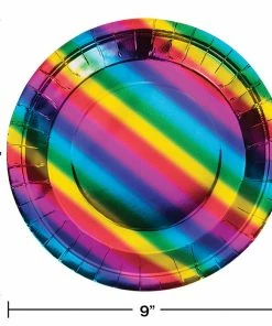 Creative Converting Rainbow Foil Paper Plates, 8 Ct
