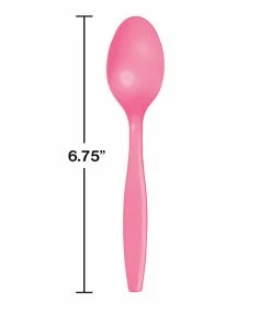 Creative Converting Solid Color Tableware Candy Pink Plastic Spoons, 24 Ct