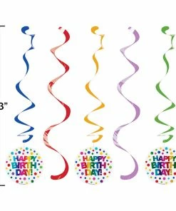 Creative Converting Kids Birthday Party Themes Rainbow Foil Dizzy Danglers, 5 Ct