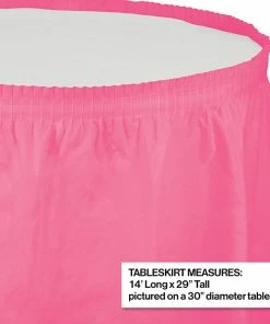 Creative Converting Candy Pink Plastic Tableskirt, 14' X 29" Solid Color Tableware