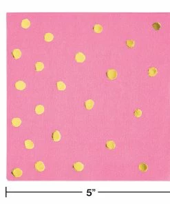 Creative Converting Toc Candy Pink Foil Beverage Napkin, 3Ply Foil Stamped, 16 Ct Solid Color Tableware