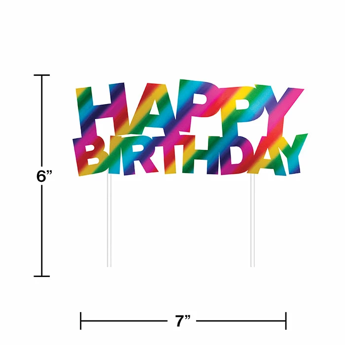 Creative Converting Kids Birthday Party Themes Rainbow Foil Happy Birthday Cake Topper