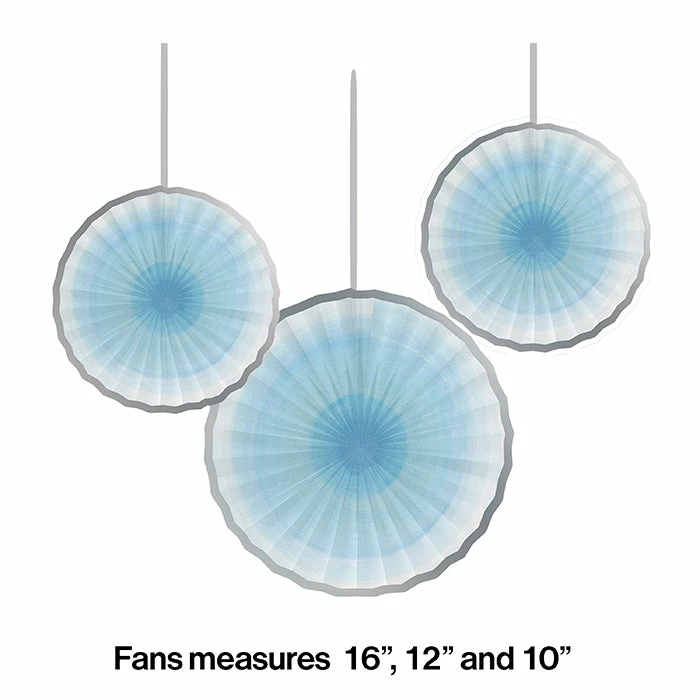 Creative Converting One Little Star Boy Paper Fans, 16" And 12", 3 Ct