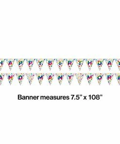 Creative Converting Kids Birthday Party Themes 2-Sided Pennant Banner, Rainbow Foil Birthday