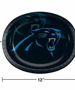 Creative Converting Carolina Panthers Oval Platter 10" X 12", 8 Ct NFL And Football Party Supplies