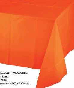 Creative Converting Solid Color Tableware Sunkissed Orange Tablecover Plastic 54" X 108"