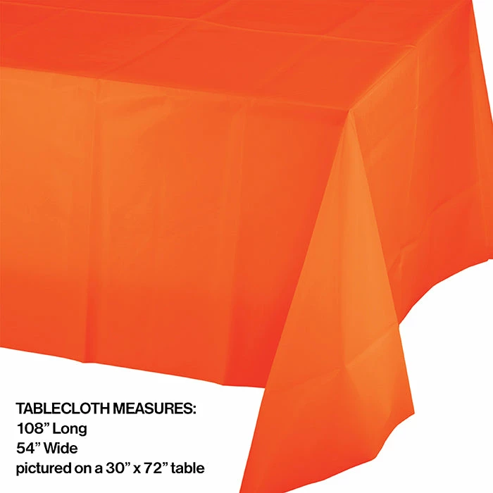 Creative Converting Solid Color Tableware Sunkissed Orange Tablecover Plastic 54" X 108"