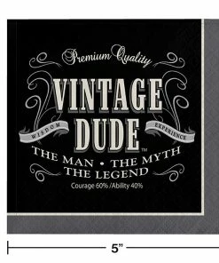 Creative Converting Vintage Dude Beverage Napkin, 3 Ply, 16 Ct Adult Birthday Party Themes