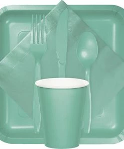 Creative Converting Solid Color Tableware Fresh Mint Green Assorted Cutlery, 18 Ct