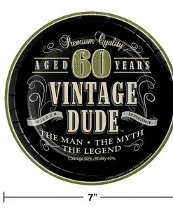 Creative Converting Adult Birthday Party Themes Vintage Dude 60th Birthday Dessert Plates, 8 Ct