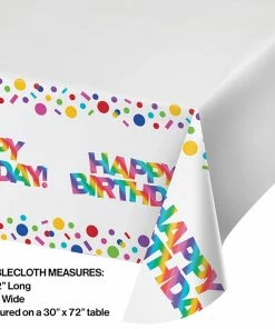 Creative Converting Rainbow Foil Plastic Tablecover Border Print, 54" X 102"