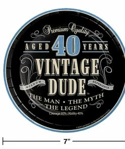 Creative Converting Vintage Dude 40th Birthday Dessert Plates, 8 Ct