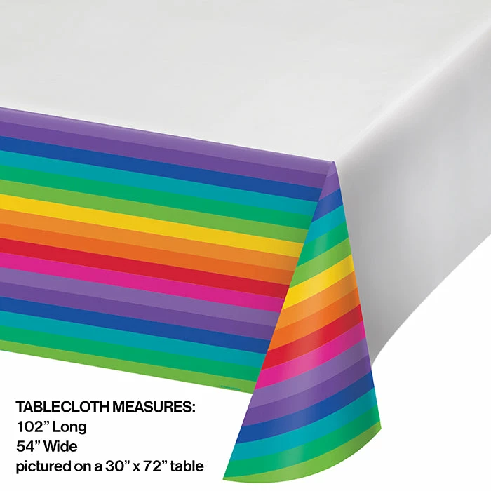 Creative Converting Rainbow Tablecover Plastic 54" X 102"
