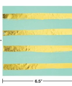 Creative Converting Solid Color Tableware Toc Fresh Mint Foil Luncheon Napkin 3Ply, Foil Stamp, 16 Ct