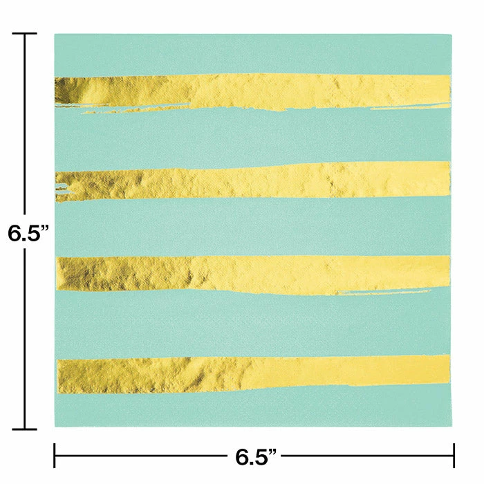 Creative Converting Solid Color Tableware Toc Fresh Mint Foil Luncheon Napkin 3Ply, Foil Stamp, 16 Ct