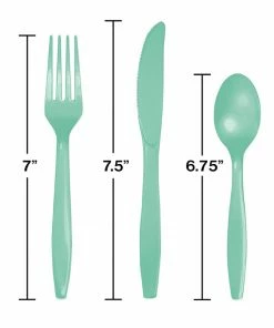 Creative Converting Solid Color Tableware Fresh Mint Green Assorted Cutlery, 18 Ct
