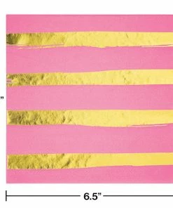 Creative Converting Toc Candy Pink Foil Luncheon Napkin 3Ply, Foil Stamp, 16 Ct Solid Color Tableware