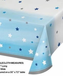 Creative Converting 1st Birthday Party Themes One Little Star - Boy Plastic Tablecover All Over Print, 54" X 102"