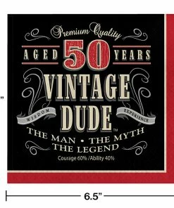 Creative Converting Adult Birthday Party Themes Vintage Dude Luncheon Napkin, '50, 16 Ct