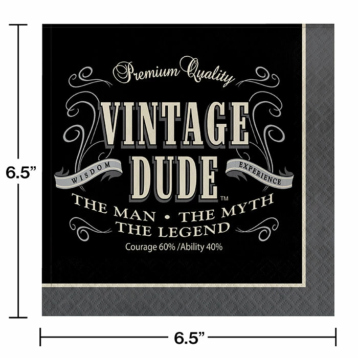 Creative Converting Vintage Dude Napkins, 16 Ct Adult Birthday Party Themes
