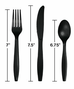 Creative Converting Black Assorted Plastic Cutlery, 24 Ct Solid Color Tableware