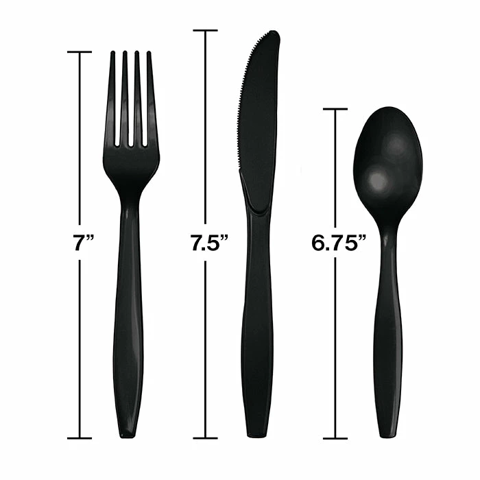 Creative Converting Black Assorted Plastic Cutlery, 24 Ct Solid Color Tableware