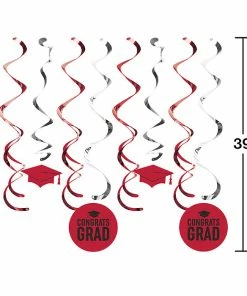Creative Converting Red Graduation Dizzy Danglers, 8 Ct Graduation Party Supplies