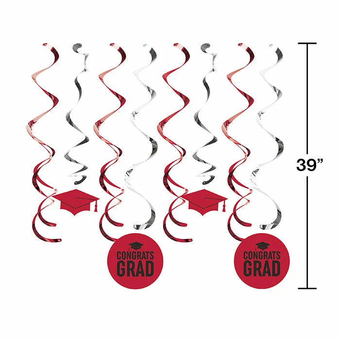 Creative Converting Red Graduation Dizzy Danglers, 8 Ct Graduation Party Supplies
